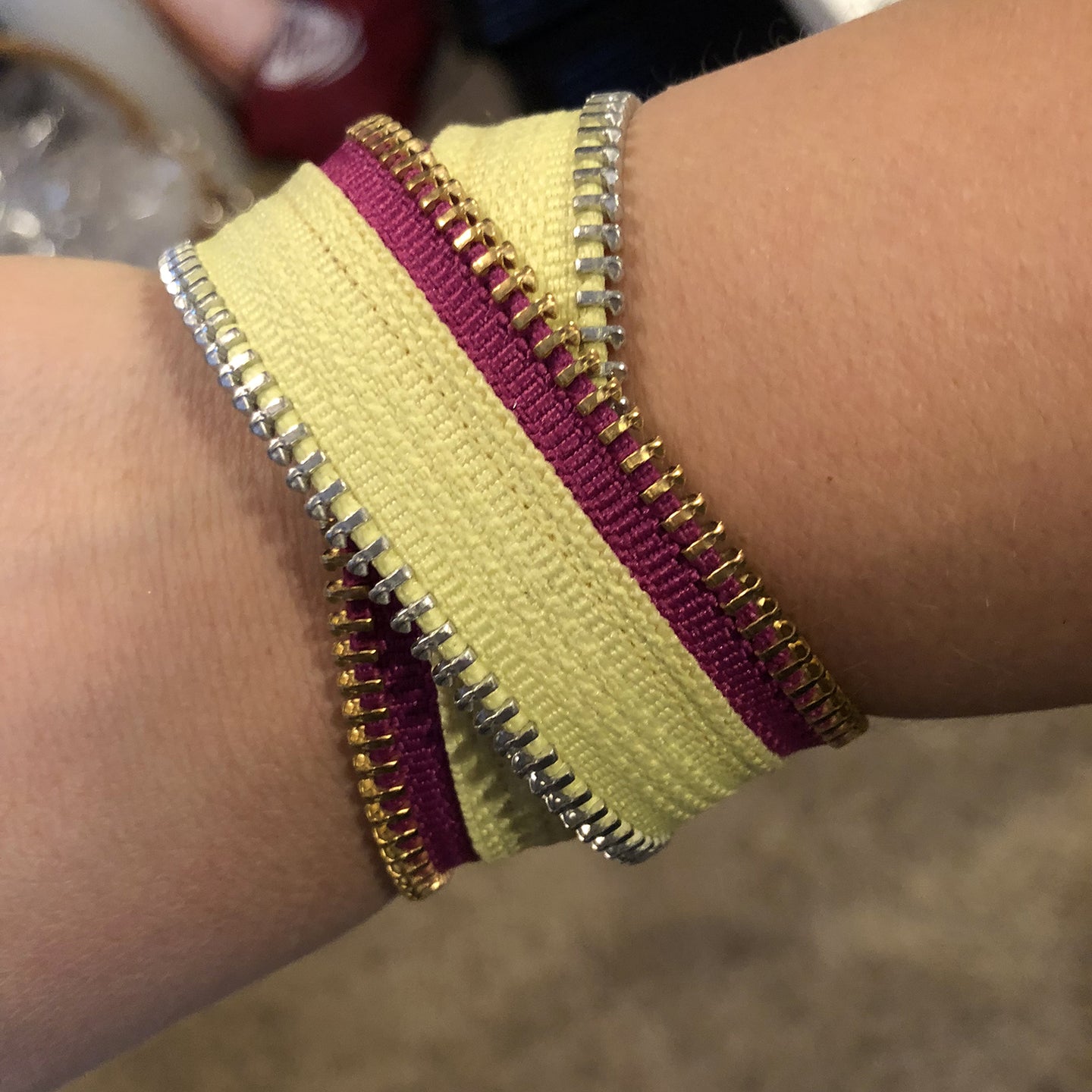 Summer Brights Collection Yellow & Electric Purple Zip Bracelet - N.Kluger Designs bracelet