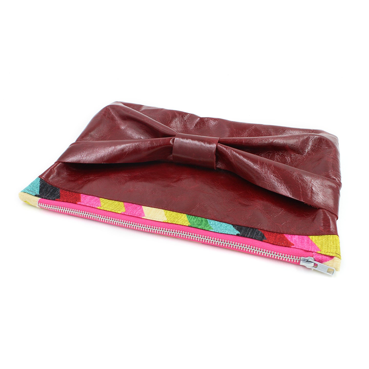 The Inevitable Red Leather Bow Rainbow Clutch
