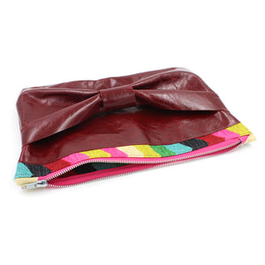 The Inevitable Red Leather Bow Rainbow Clutch