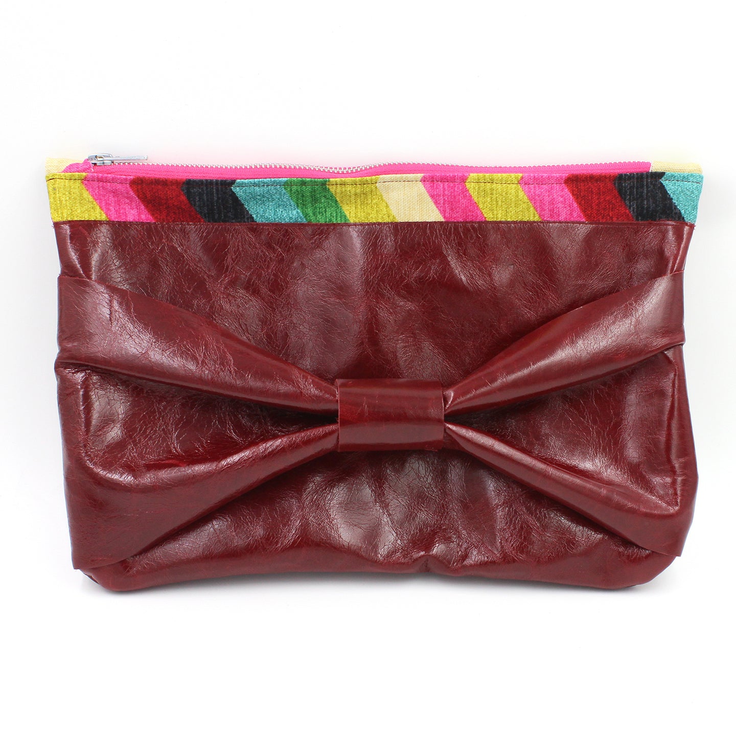 The Inevitable Red Leather Bow Rainbow Clutch