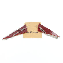 Punk Rock Red & Gold Leather Dangle Earrings - N.Kluger Designs Earrings