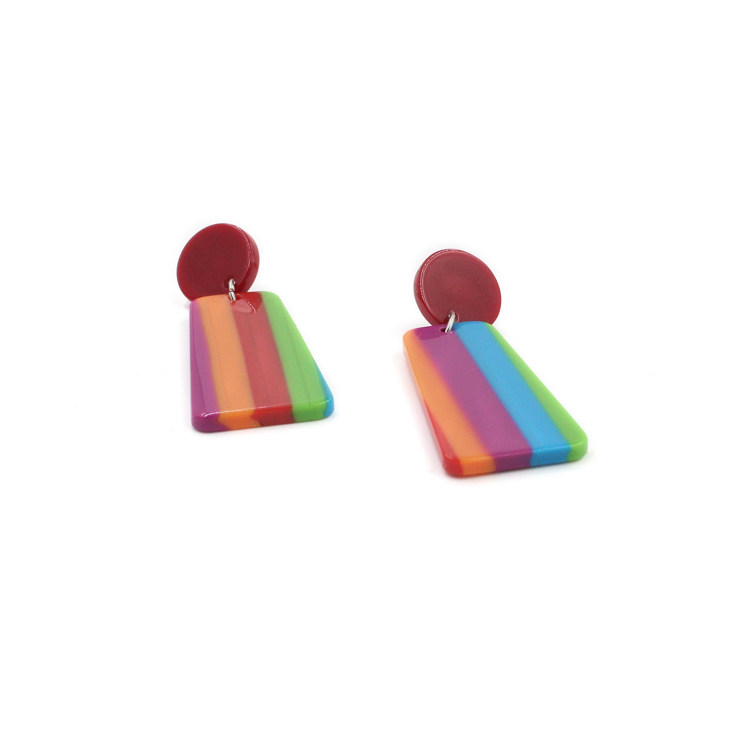 Rainbow Striped Acrylic Dangle Earrings