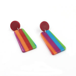 Rainbow Striped Acrylic Dangle Earrings