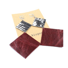 Red & Zebra Double Square Dangling Drop Leather Earrings