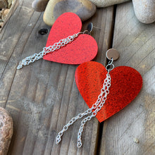 Red Glitter Heart Acrylic Dangling Earrings