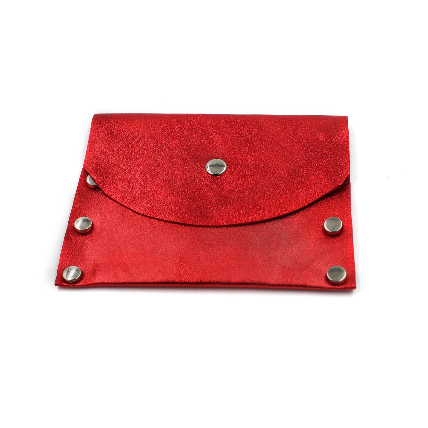 Shimmering Red Leather Card Case / Mini Wallet