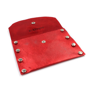 Shimmering Red Leather Card Case / Mini Wallet