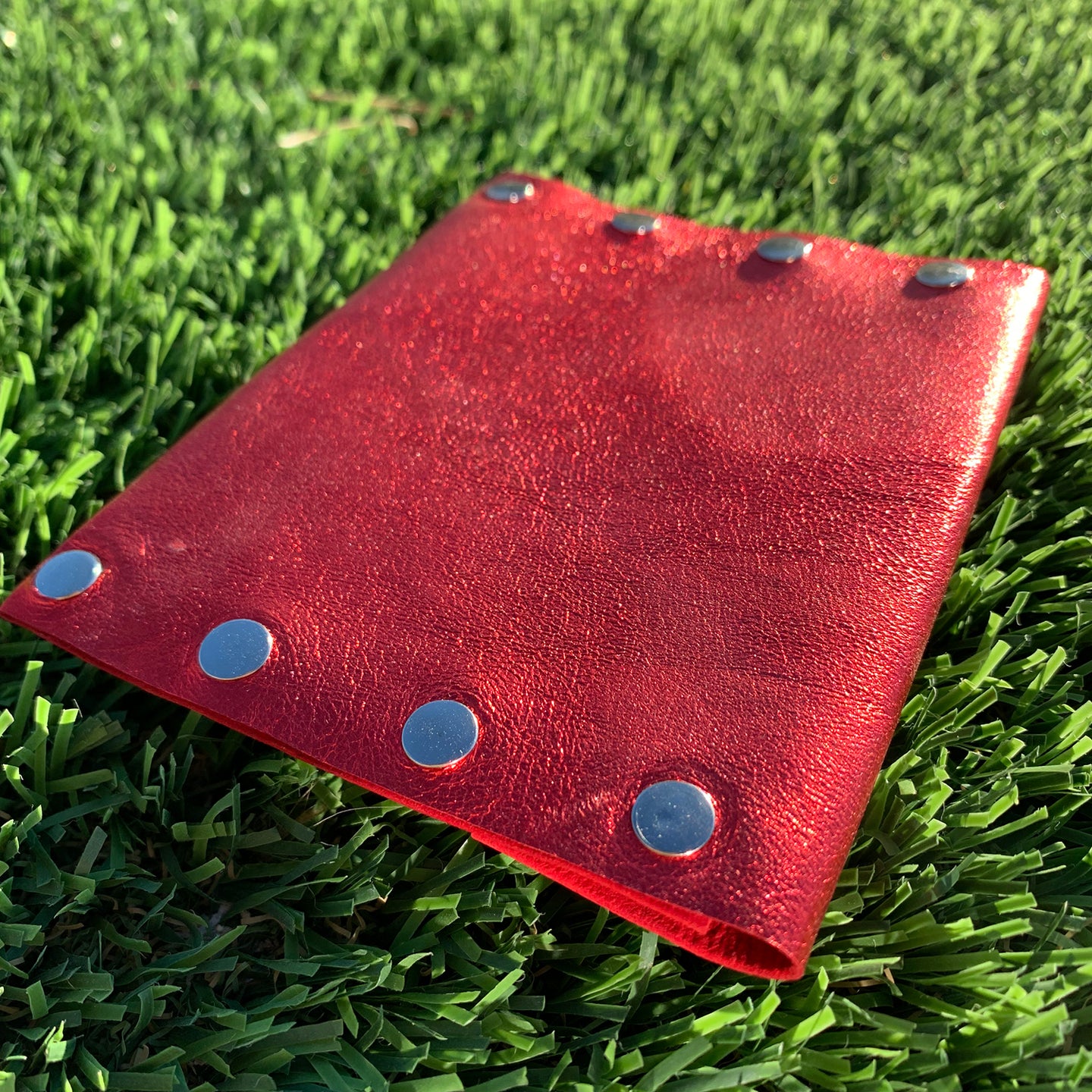 Shimmering Red Leather Card Case / Mini Wallet