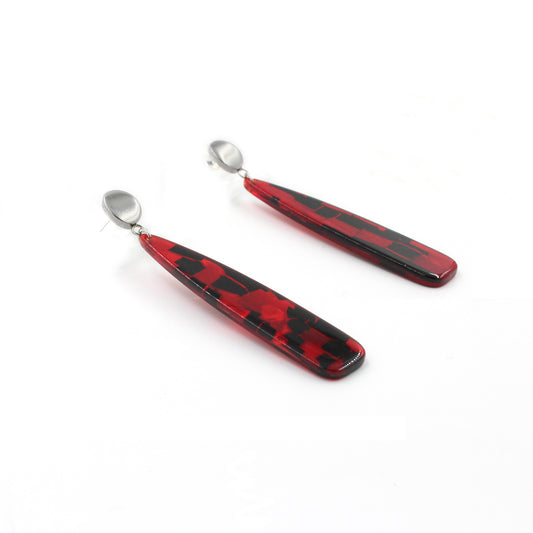 Red & Black Sexy Acrylic Drop Earrings