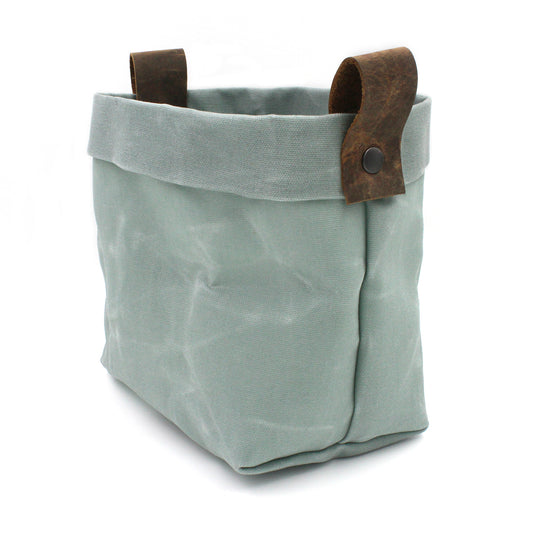 Large Waxed Canvas "Kiki Pot" Planter in Sea Salt Blue