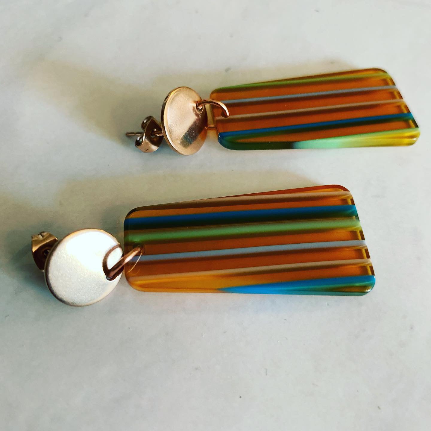 Transulcent Striped Acrylic Drop Earrings