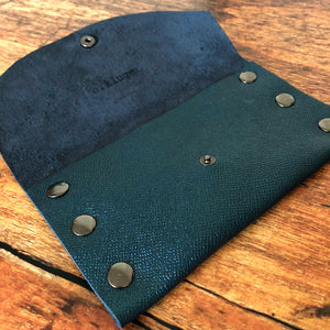 Shimmery Blue/Green Leather Card Case/Wallet - N.Kluger Designs Card Case