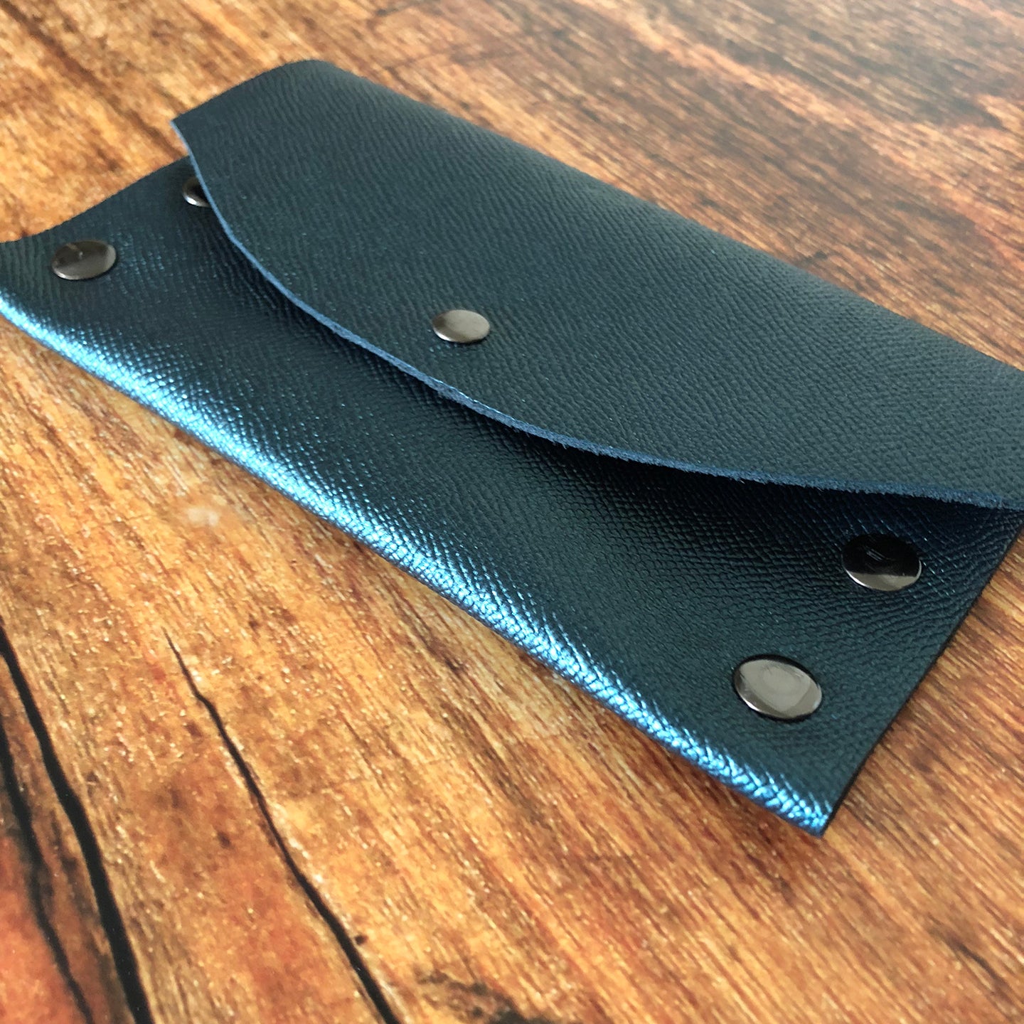 Shimmery Blue/Green Leather Card Case/Wallet - N.Kluger Designs Card Case