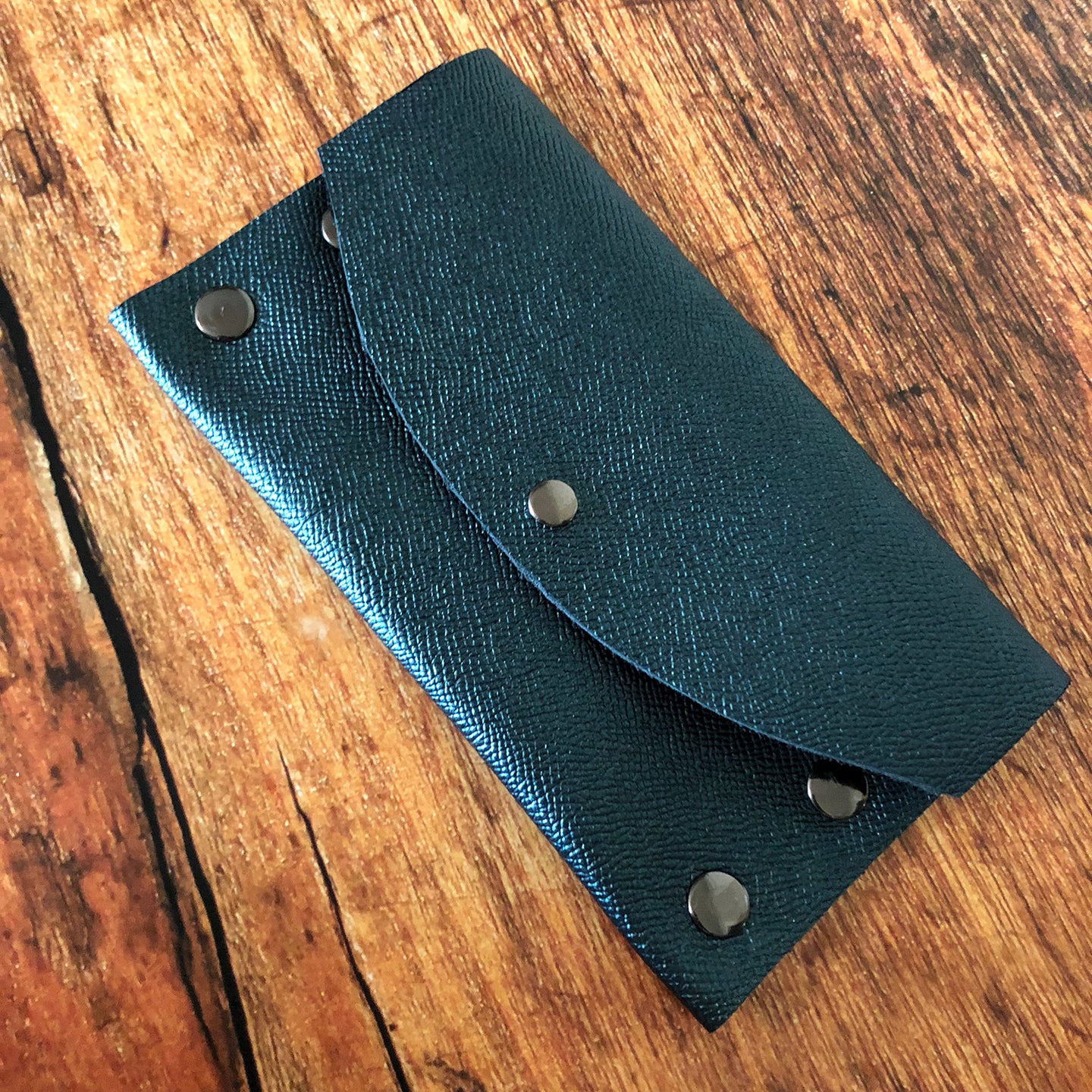 Shimmery Blue/Green Leather Card Case/Wallet - N.Kluger Designs Card Case