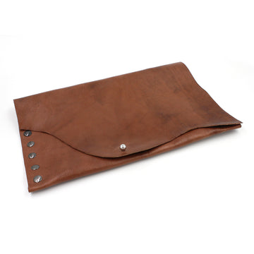 Rustic Tan Leather Casual Clutch