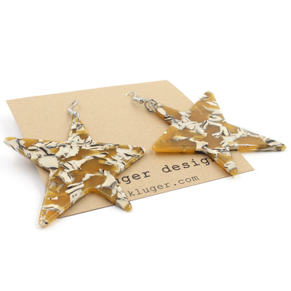 Extra Large Tortoise Shell Star Earrings