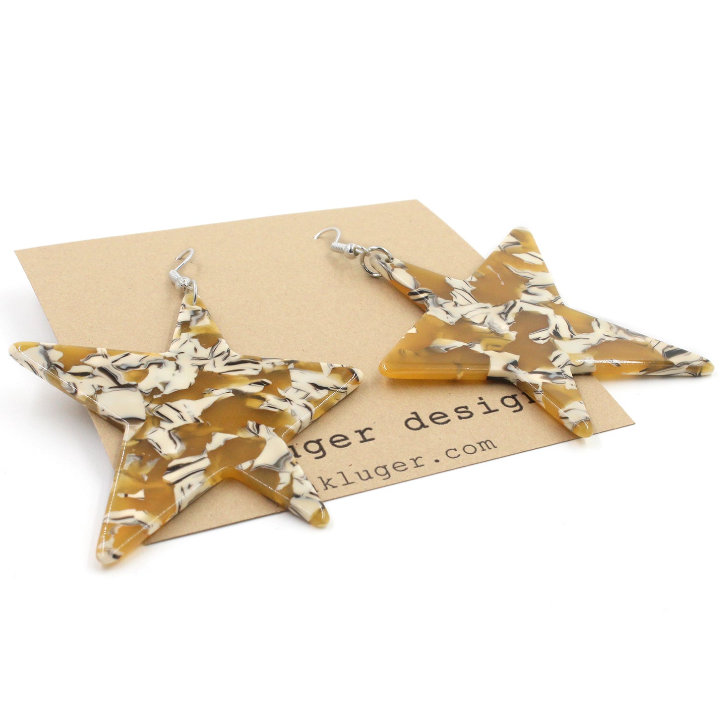 Extra Large Tortoise Shell Star Earrings