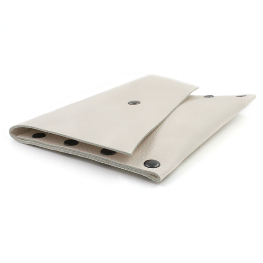 Pebbled White Leather Card Case / Mini Wallet