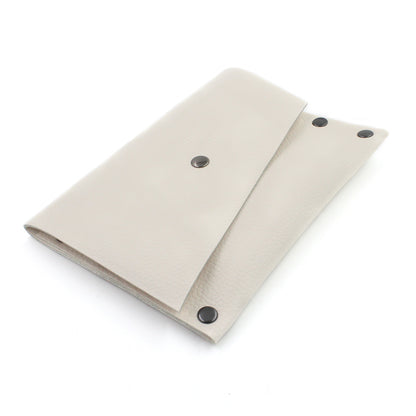 Pebbled White Leather Card Case / Mini Wallet