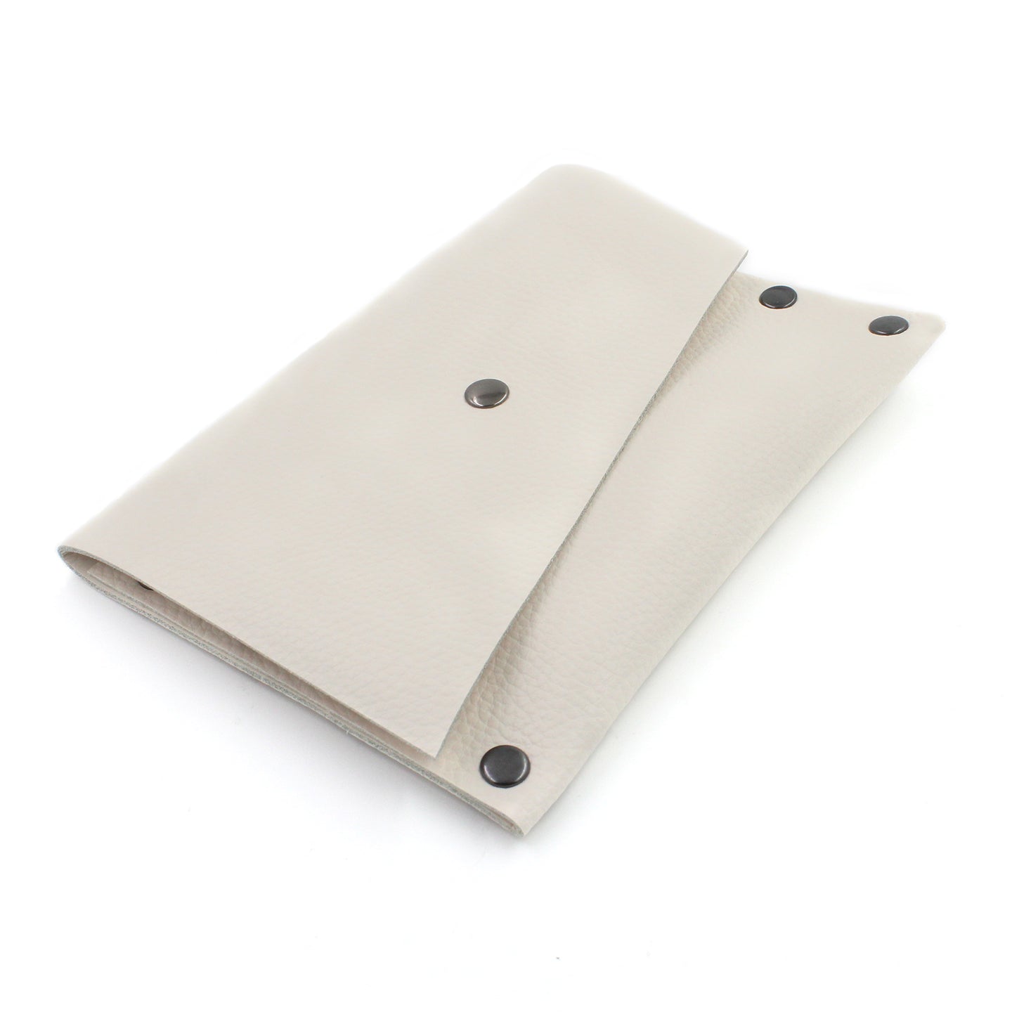 Pebbled White Leather Card Case / Mini Wallet