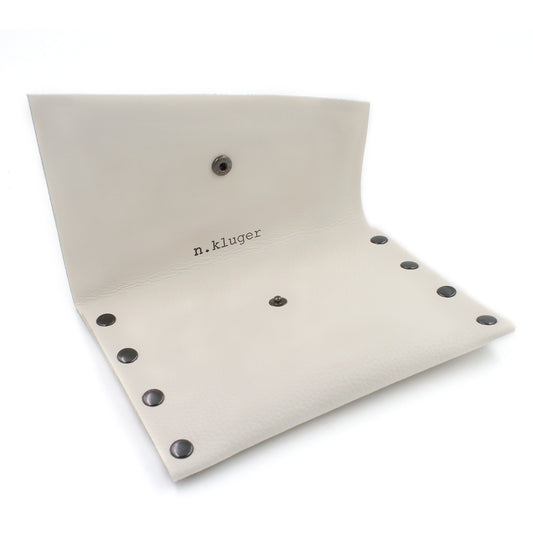 Pebbled White Leather Card Case / Mini Wallet