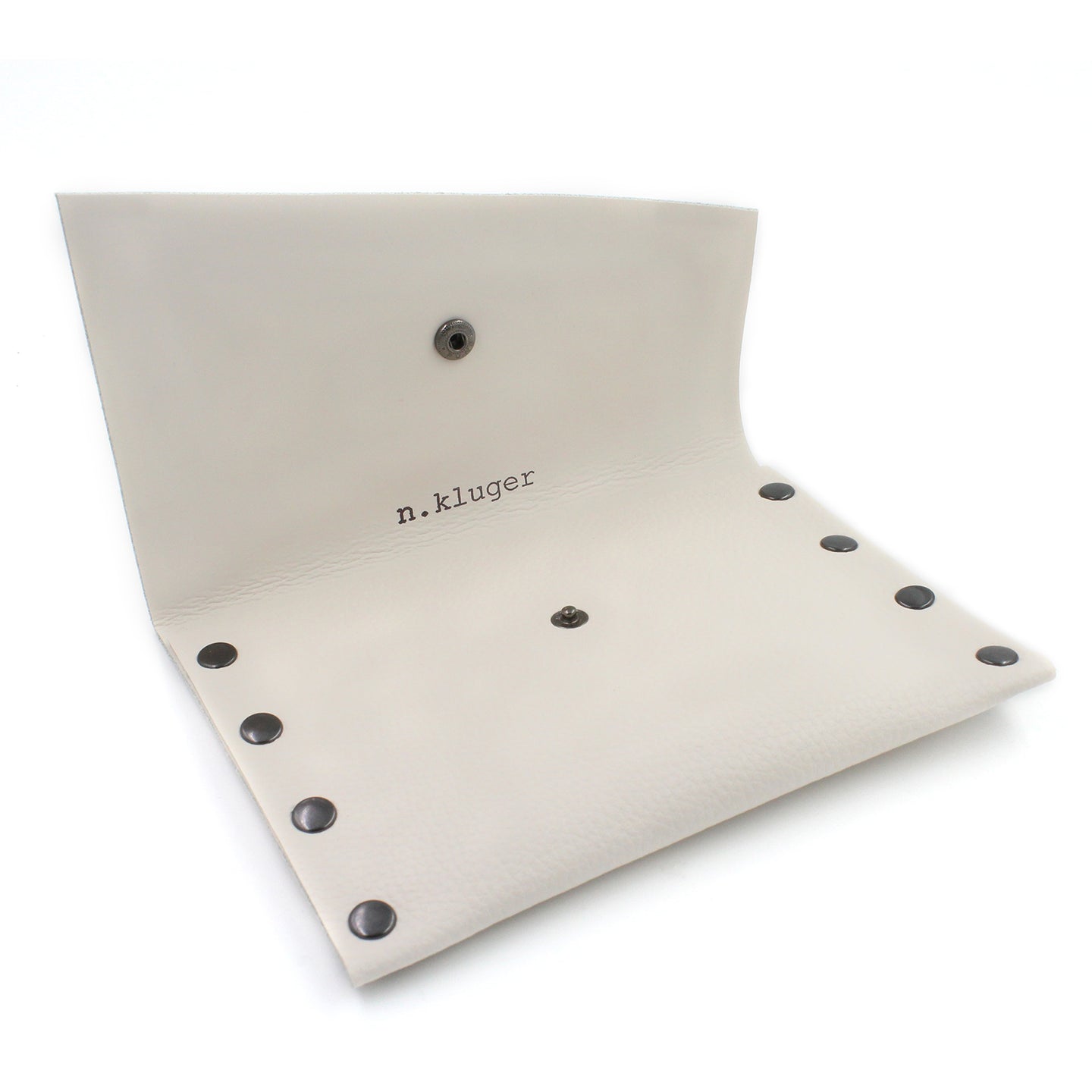 Pebbled White Leather Card Case / Mini Wallet