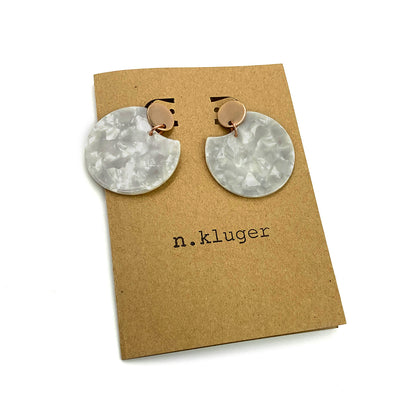 White Acrylic Circle Cutout Drop Earrings