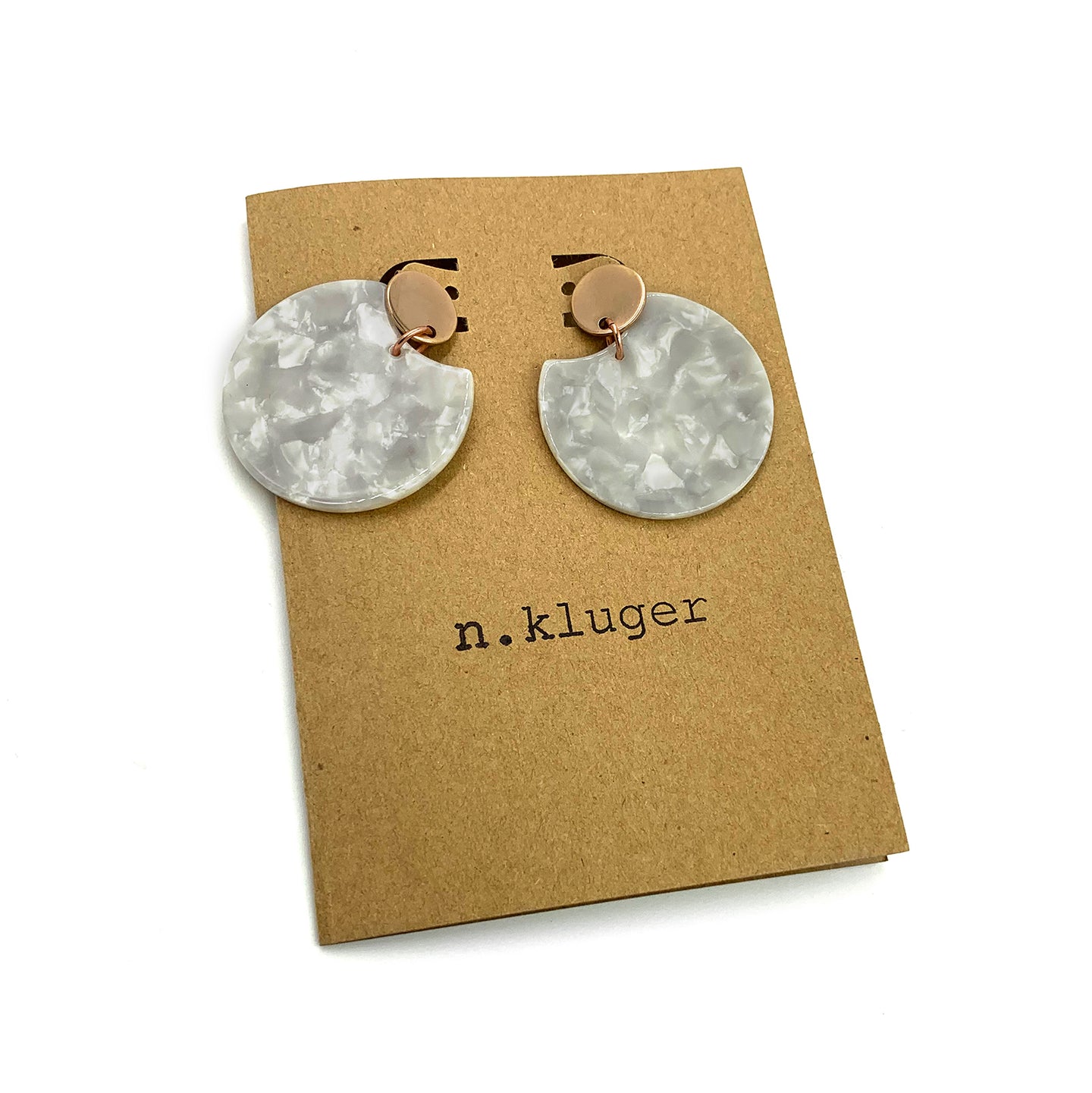 White Acrylic Circle Cutout Drop Earrings