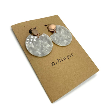 White Acrylic Circle Cutout Drop Earrings