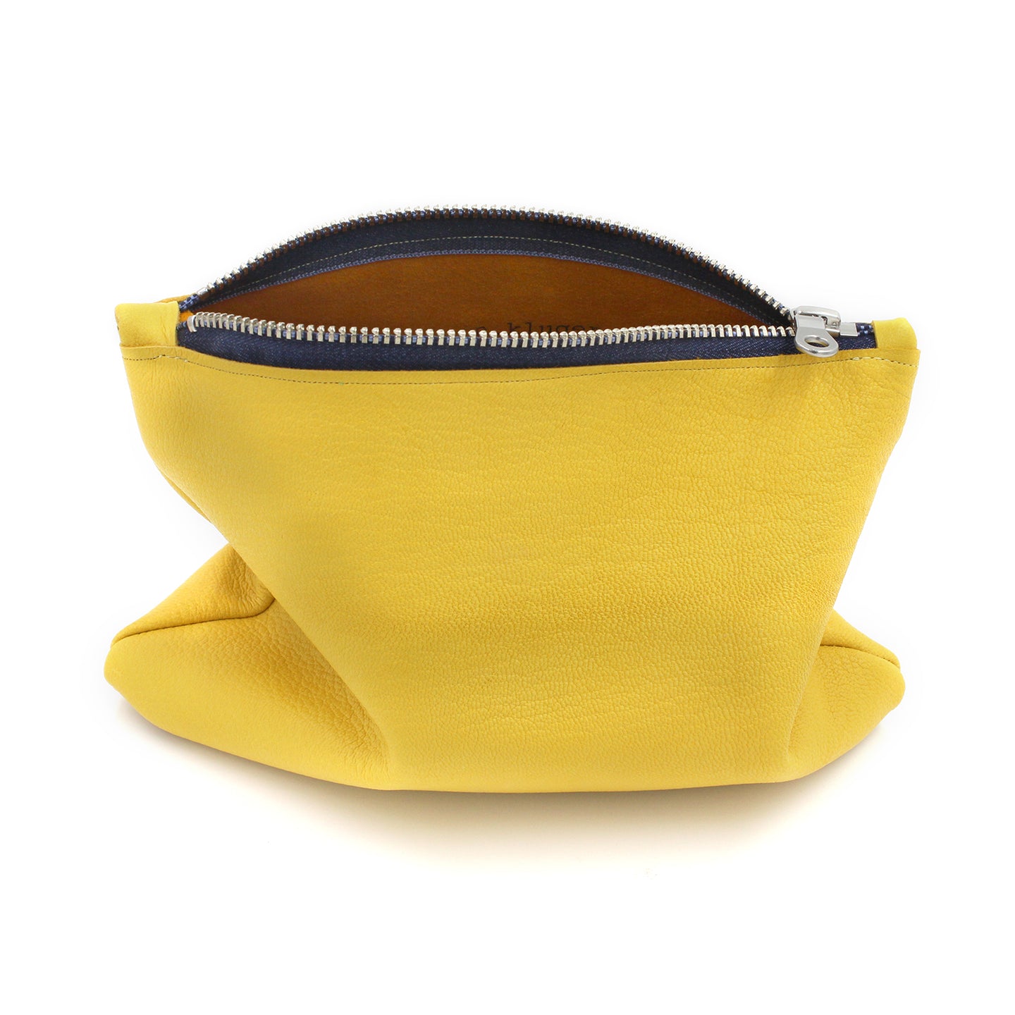 Sunny Day Yellow Leather Clutch/Cosmetic Pouch - N.Kluger Designs clutch
