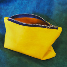 Sunny Day Yellow Leather Clutch/Cosmetic Pouch - N.Kluger Designs clutch
