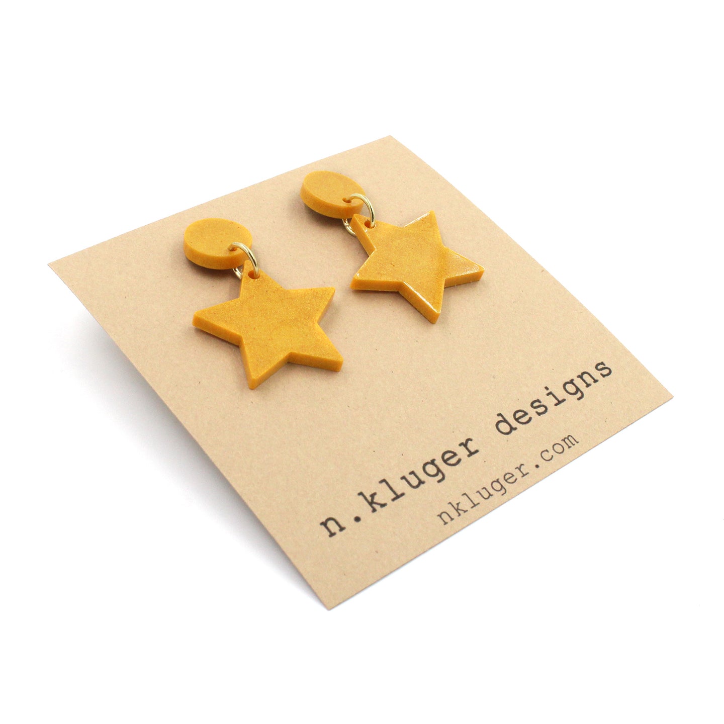 Shimmering Matte Gold Star Resin Drop Earrings