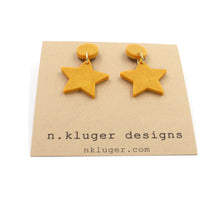 Shimmering Matte Gold Star Resin Drop Earrings