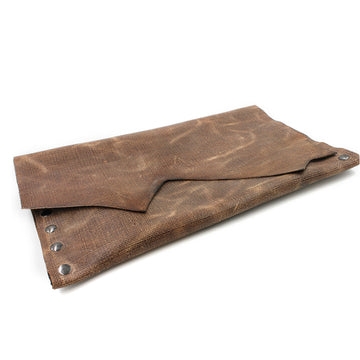 Distressed Genuine Brown Leather Clutch