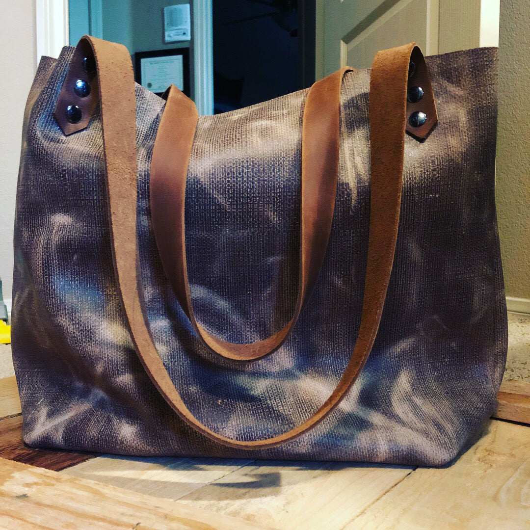 Distressed Genuine Leather Brown Totebag - N.Kluger Designs totebag