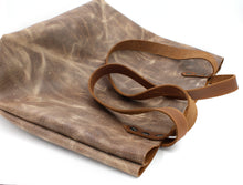 Distressed Genuine Leather Brown Totebag - N.Kluger Designs totebag