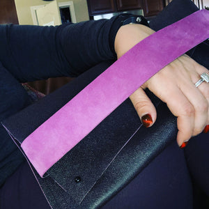Eggplant and Pink Genuine Italian Leather Clutch - N.Kluger Designs clutch