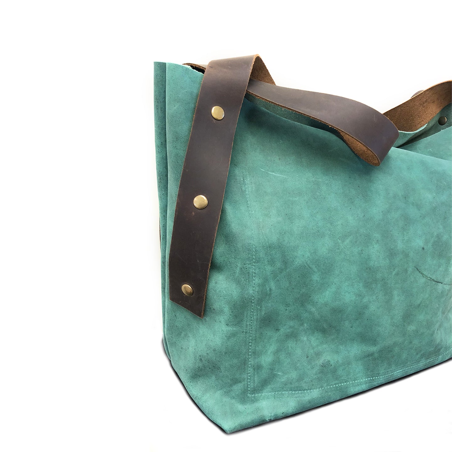 Lightweight Green Leather Totebag - N.Kluger Designs totebag