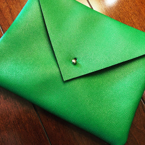 Go Green Genuine Italian Leather Clutch - N.Kluger Designs clutch
