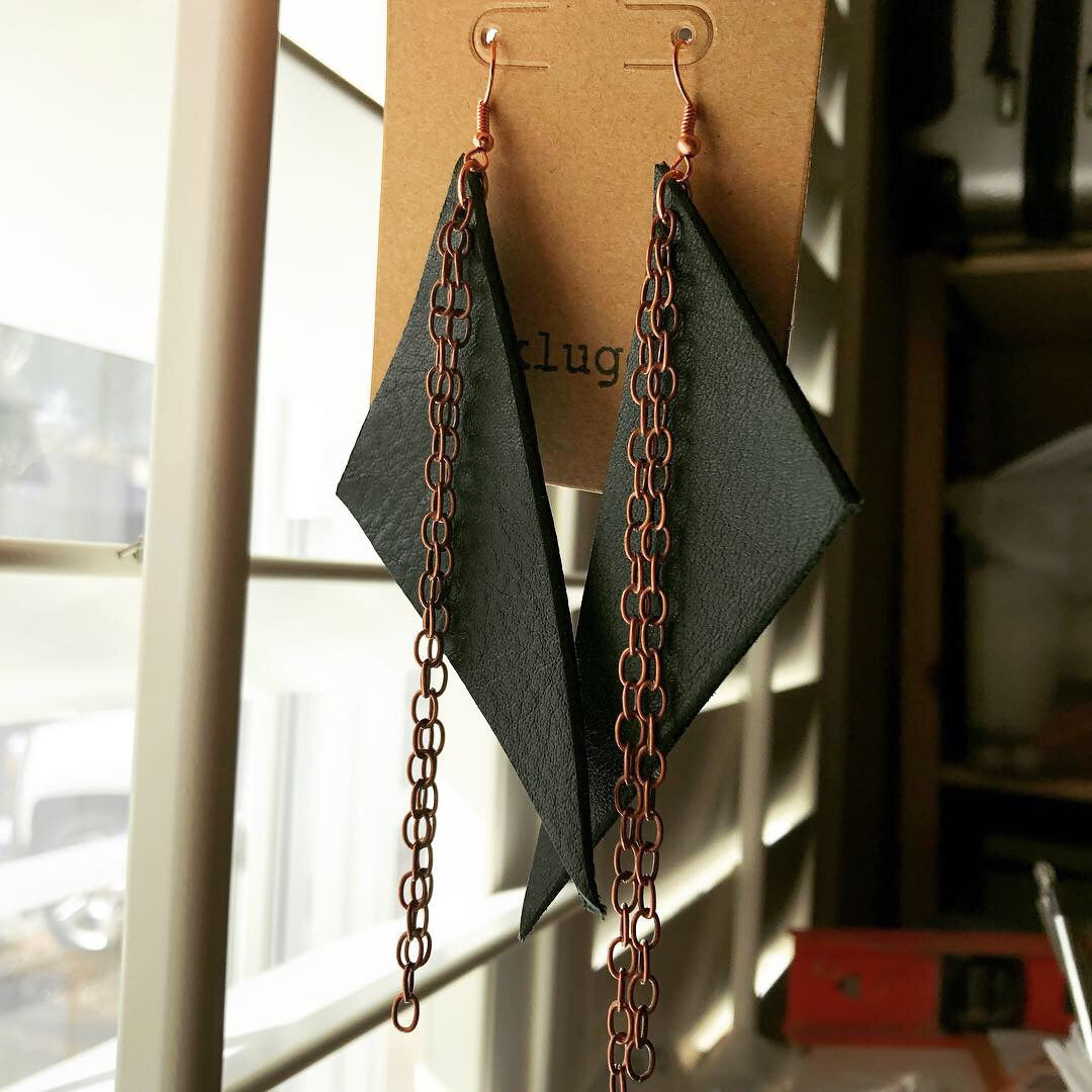 Green copper earrings - N.Kluger Designs Earrings