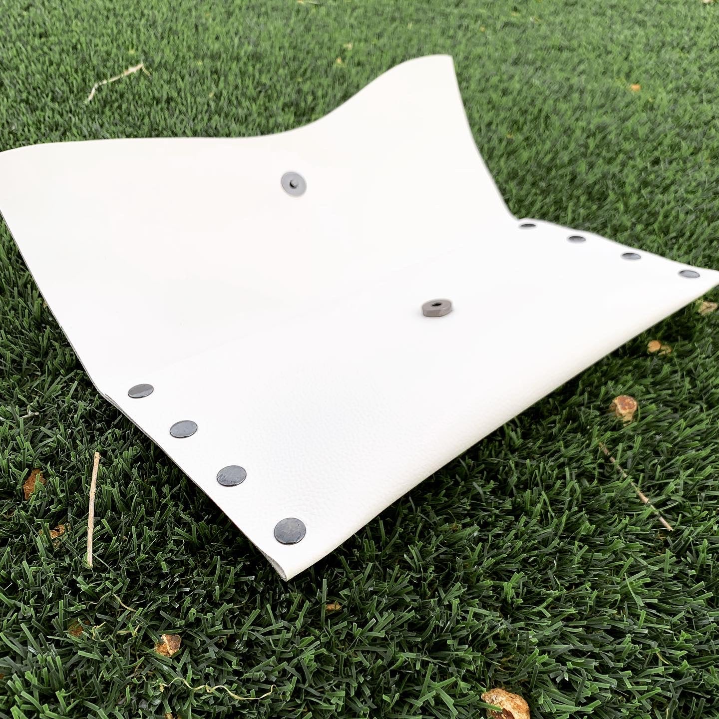 Handmade Snow White Pebbled Leather Clutch