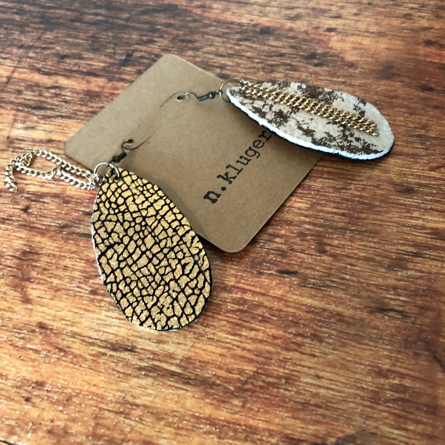 Speckled Mermaid Punk Rock Leather Dangle Earrings - N.Kluger Designs Earrings