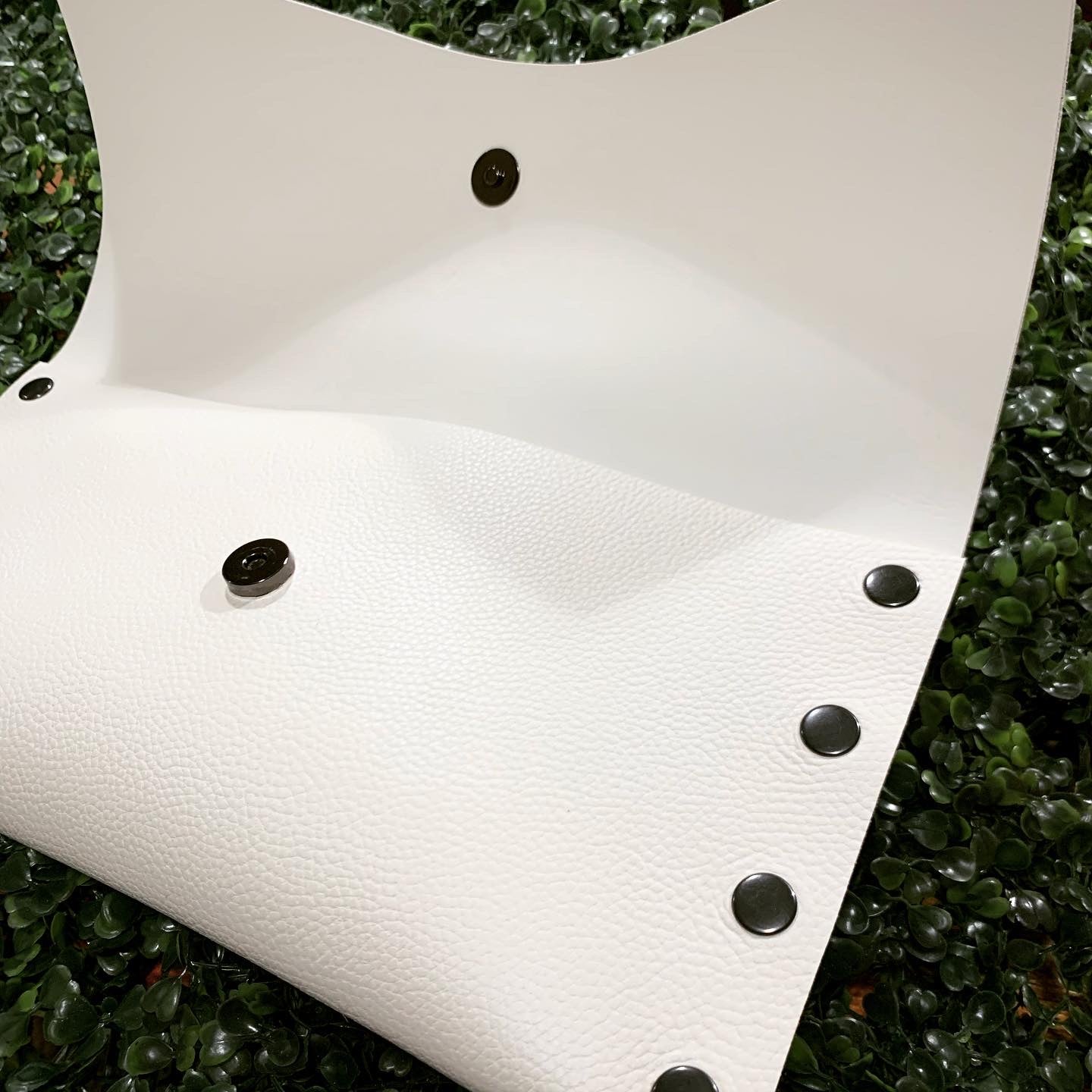 Handmade Snow White Pebbled Leather Clutch