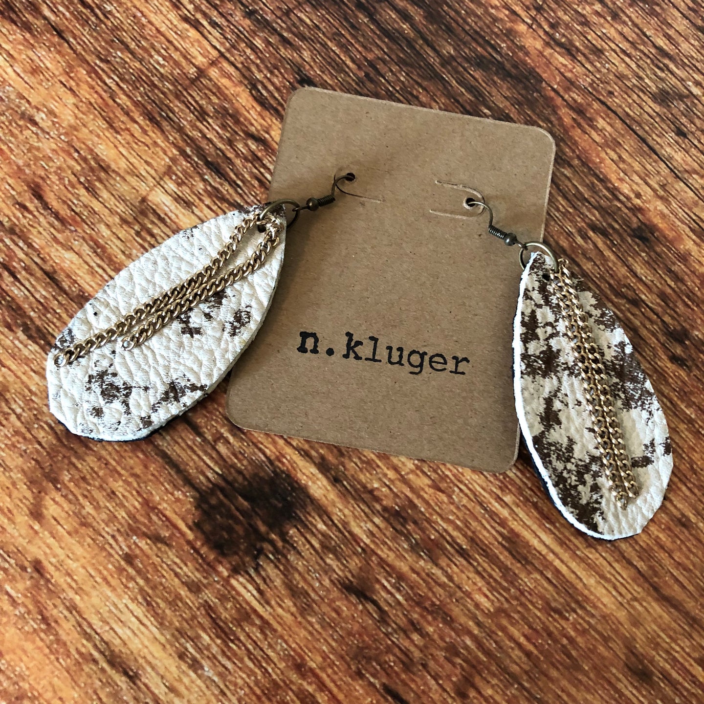 Speckled Mermaid Punk Rock Leather Dangle Earrings - N.Kluger Designs Earrings