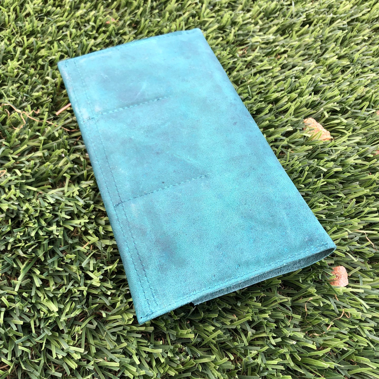 Distressed Green Leather Simple Wallet - N.Kluger Designs Card Case