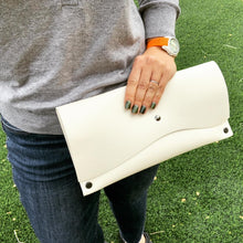 Handmade Snow White Pebbled Leather Clutch