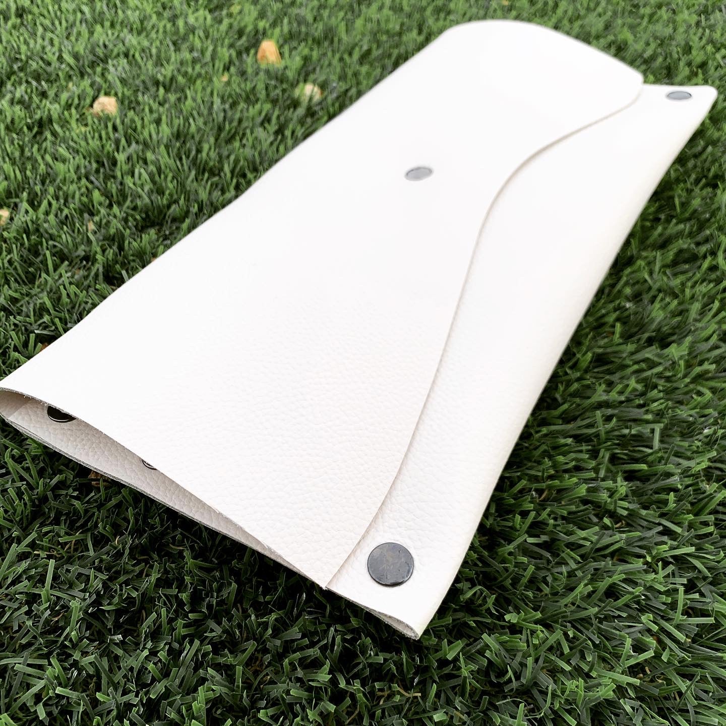 Handmade Snow White Pebbled Leather Clutch