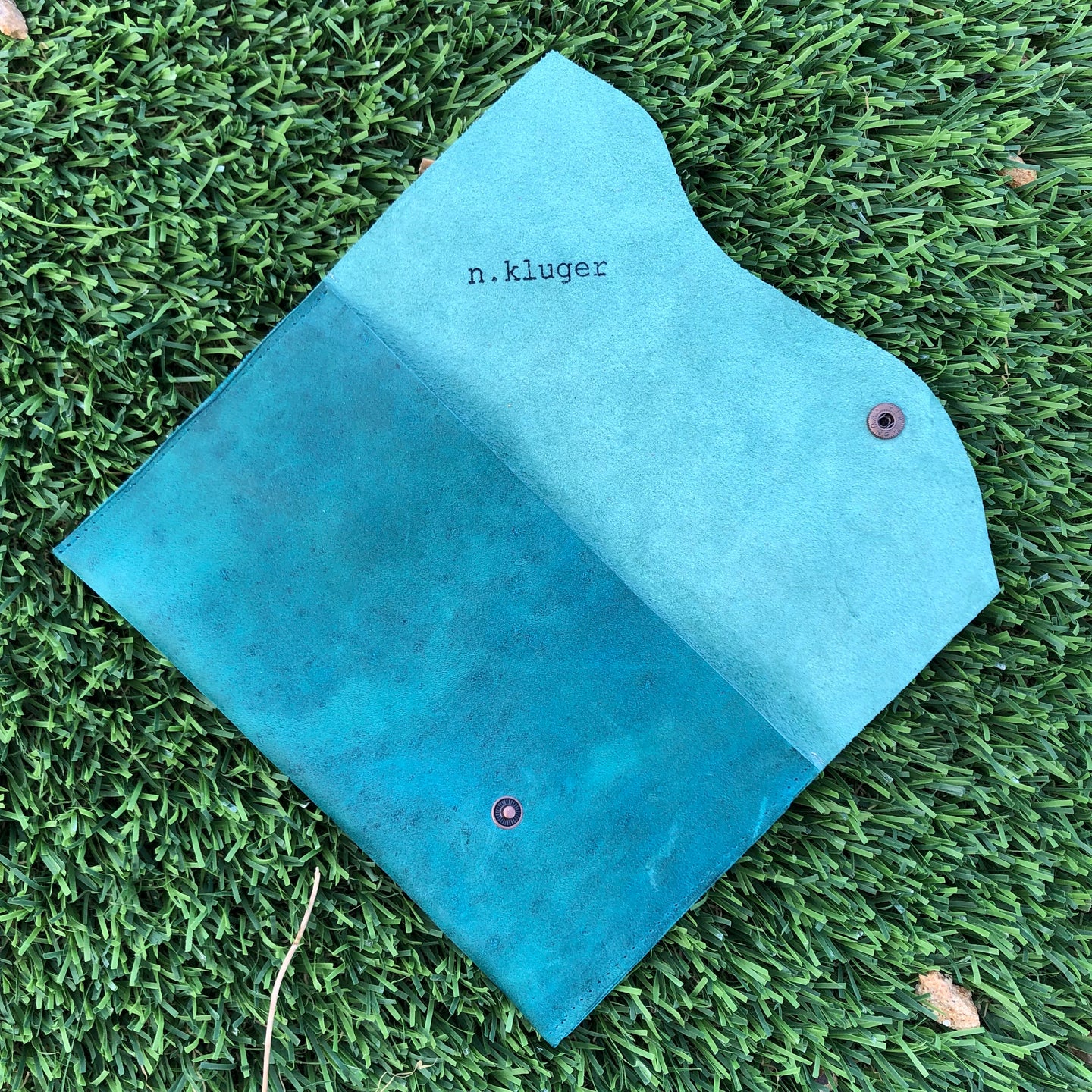 Distressed Green Leather Simple Wallet - N.Kluger Designs Card Case