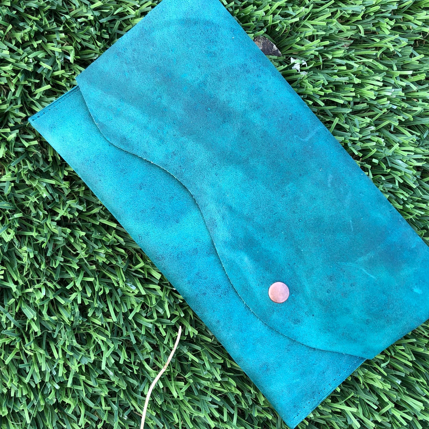 Distressed Green Leather Simple Wallet - N.Kluger Designs Card Case