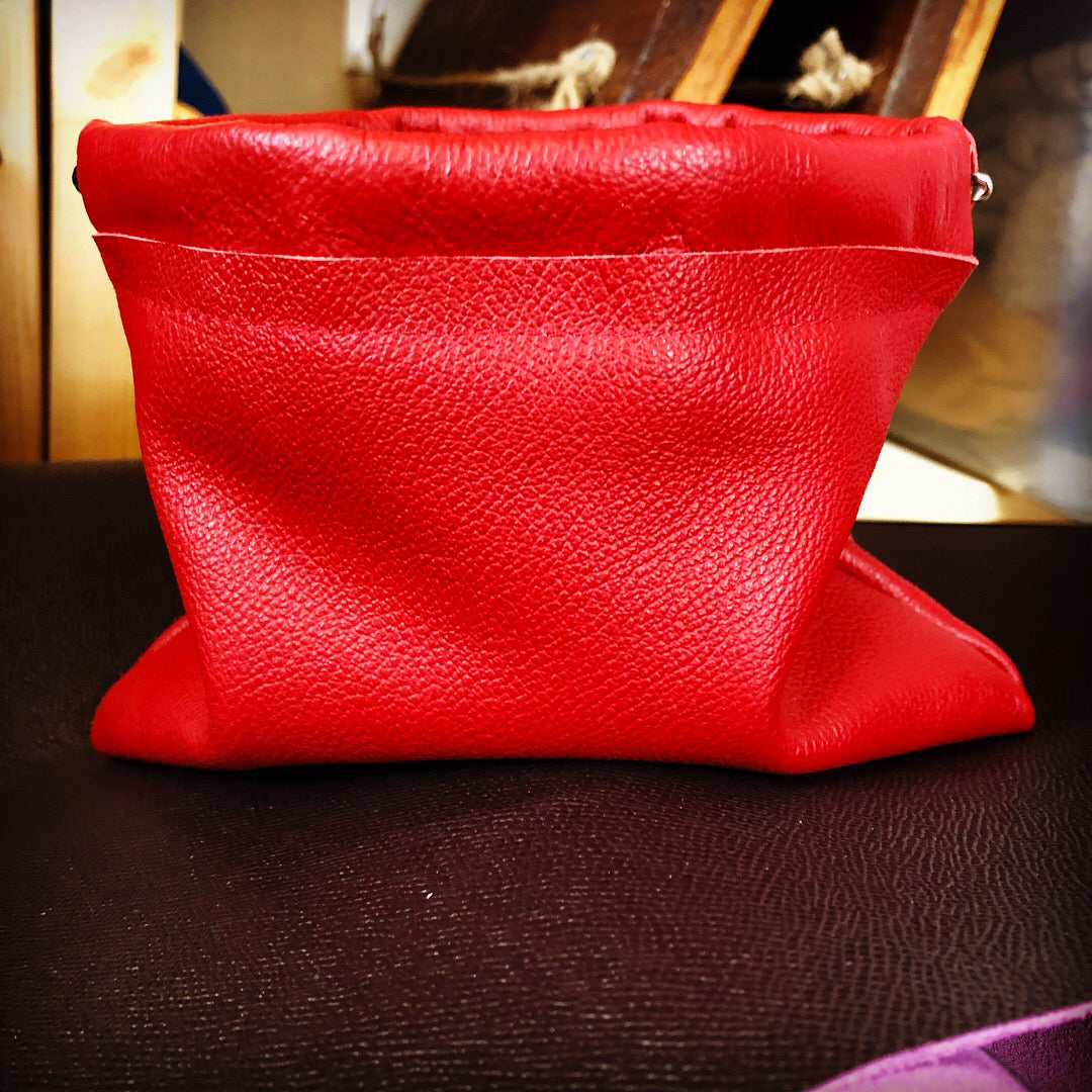 Woman in Red Genuine Leather Cosmetic Purse/Clutch - N.Kluger Designs clutch
